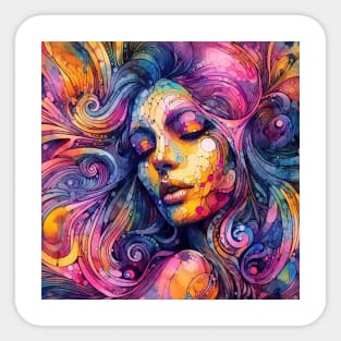 Psychedelic illustration of a woman Sticker